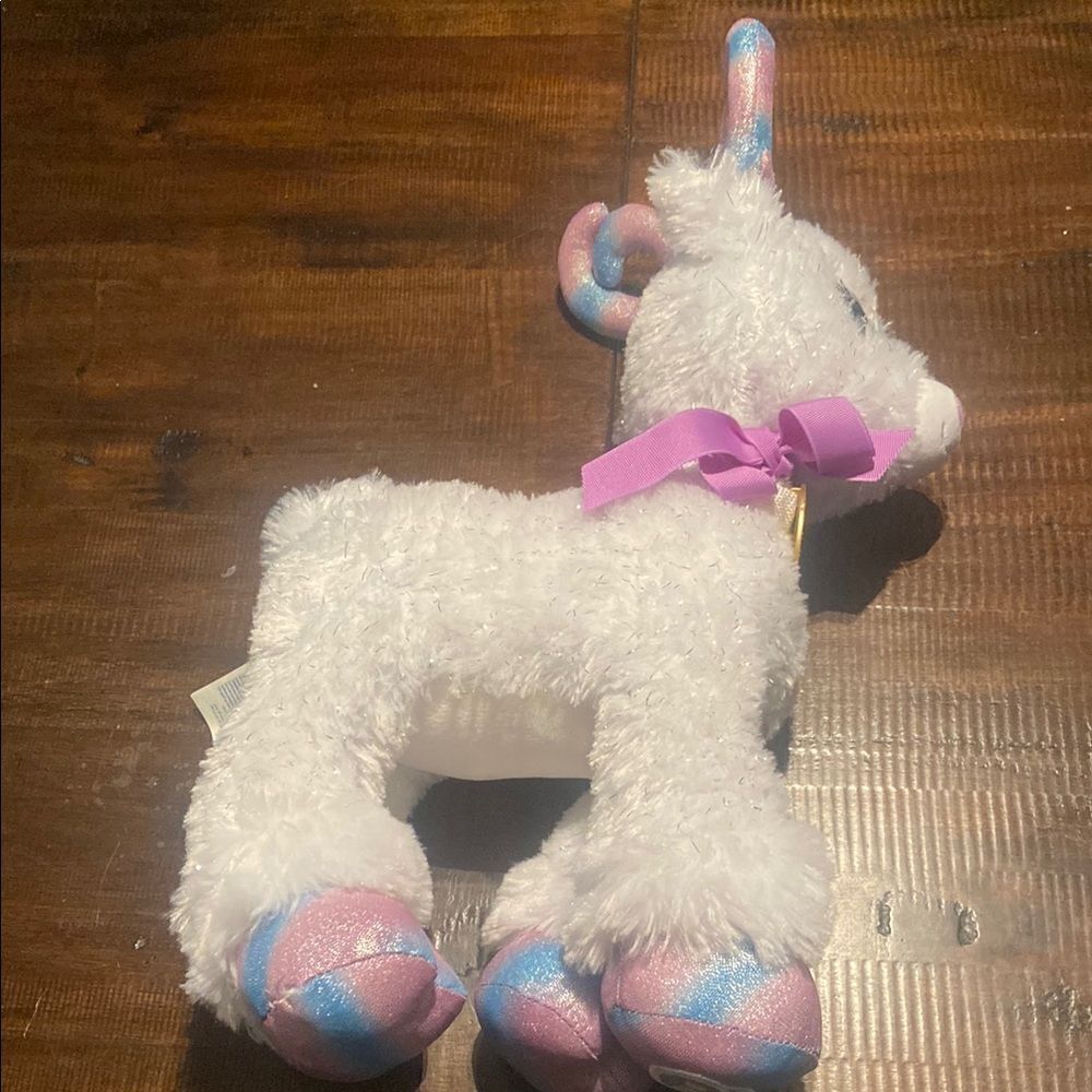 Plush Unicorn Toy with Pink and Blue Accents BAB Build a Bear Glisten